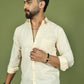 Men's Casual Cotton Blend Shirt ( RDSH 019Cream )