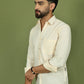 Men's Casual Cotton Blend Shirt ( RDSH 019Cream )