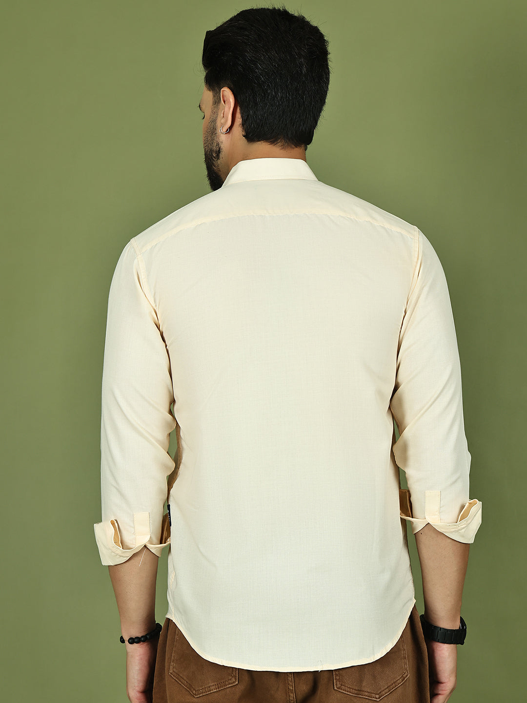 Men's Casual Cotton Blend Shirt ( RDSH 019Cream )