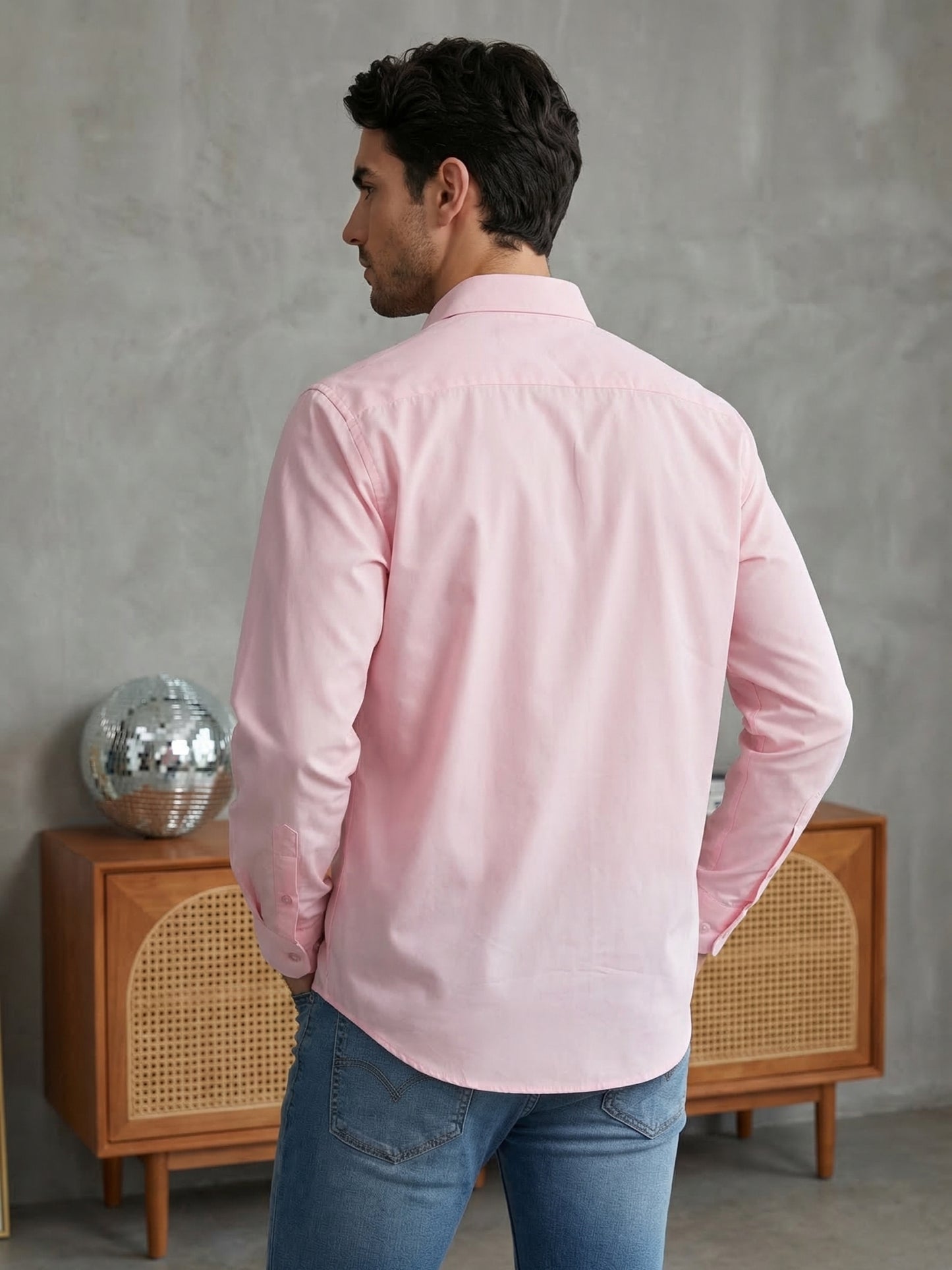Men's Casual Cotton Blend Shirt ( RDSH 019Pink )