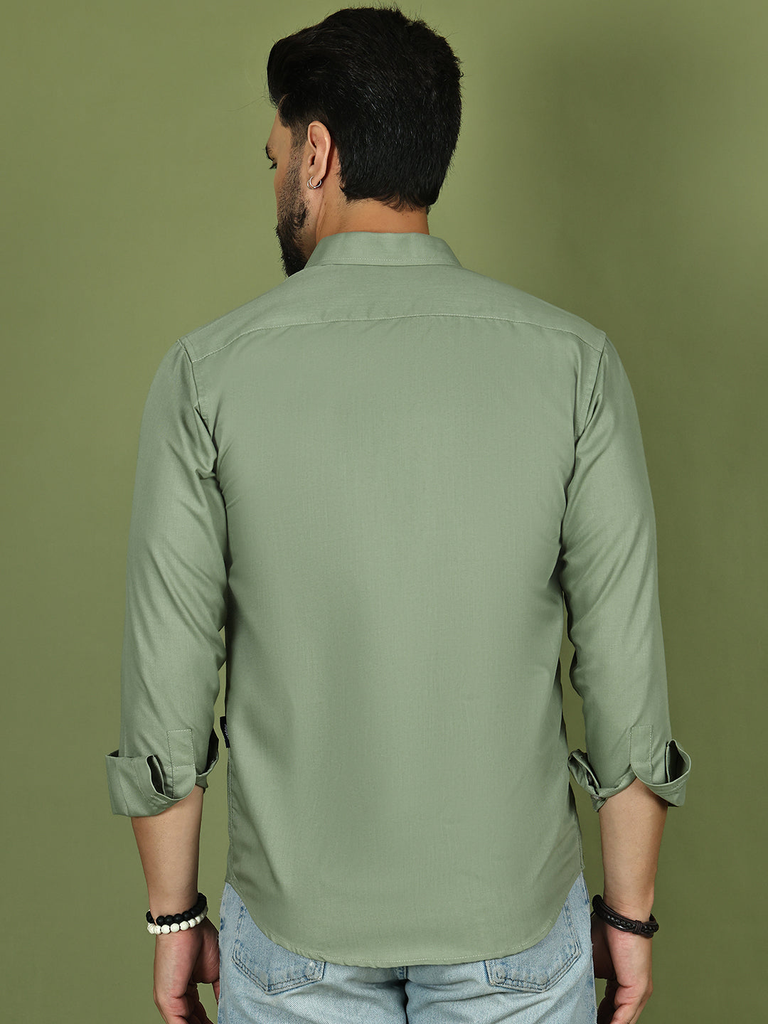 Men's Casual Cotton Blend Shirt ( RDSH 019Steel-Grey )