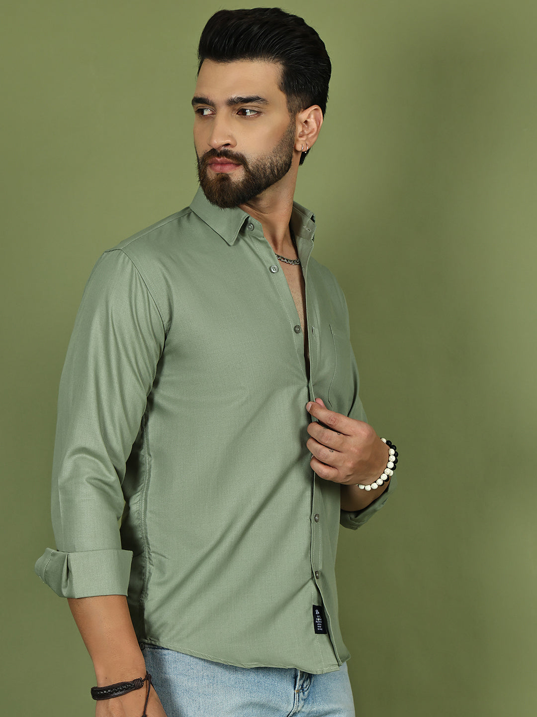 Men's Casual Cotton Blend Shirt ( RDSH 019Steel-Grey )