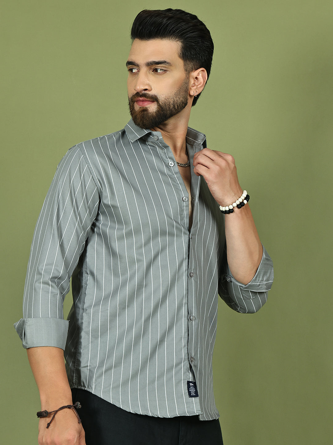 Striped Casual Shirt for Mens. ( RDSH 020Grey )