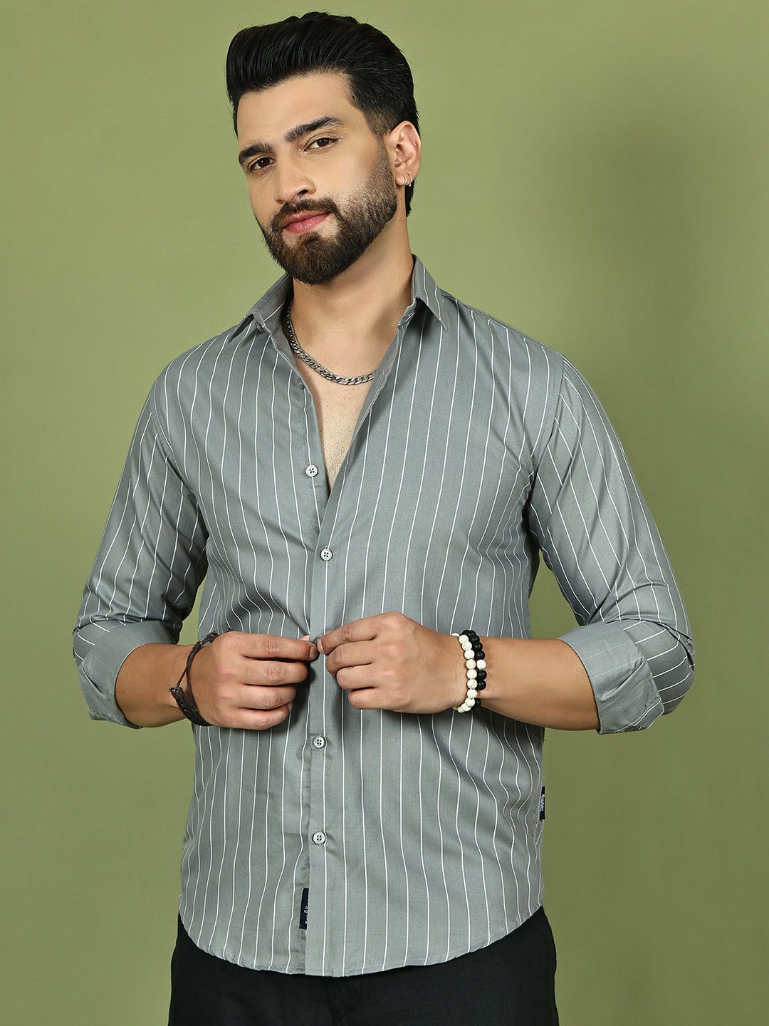 Striped Casual Shirt for Mens. ( RDSH 020Grey )