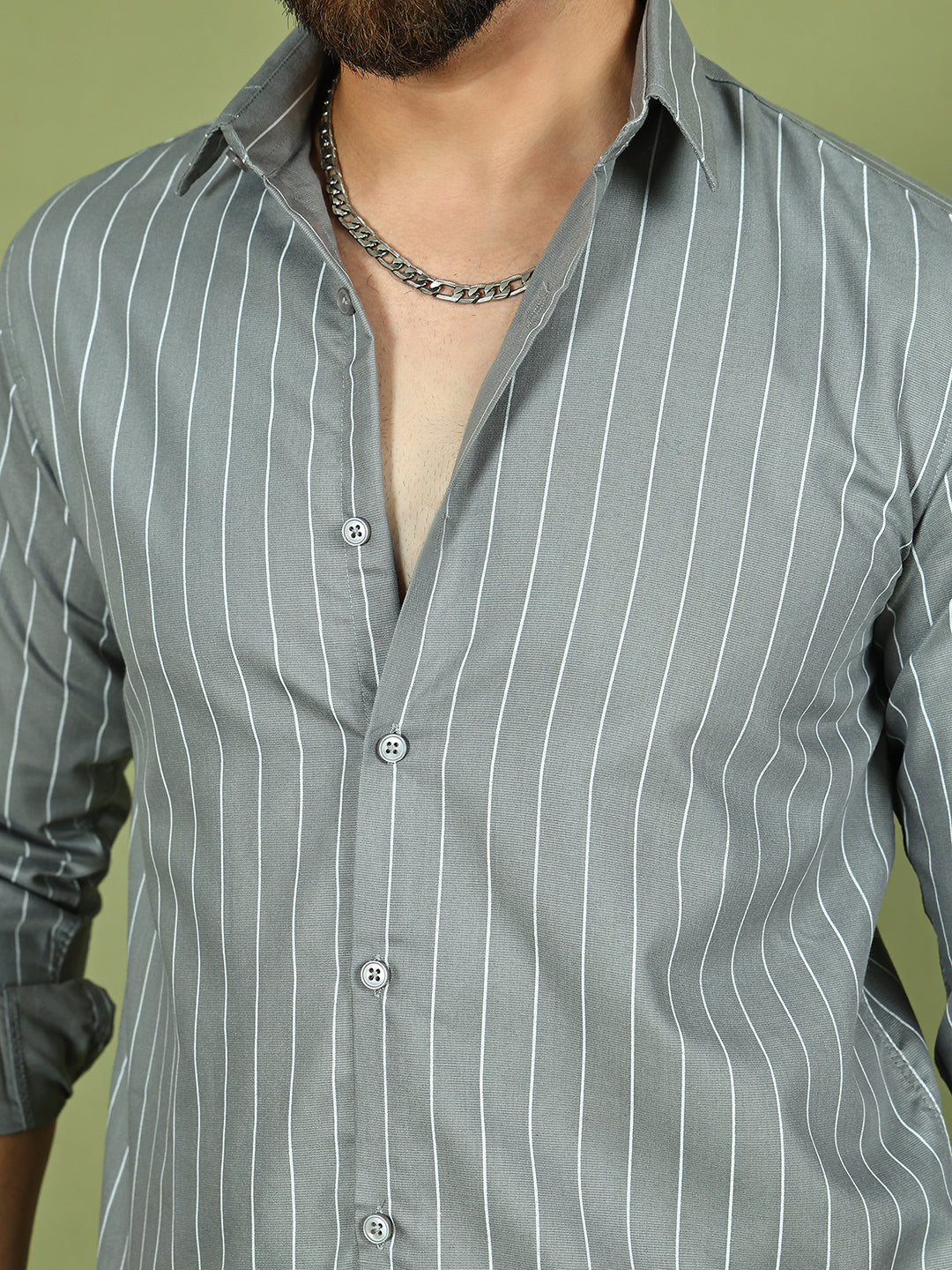 Striped Casual Shirt for Mens. ( RDSH 020Grey )