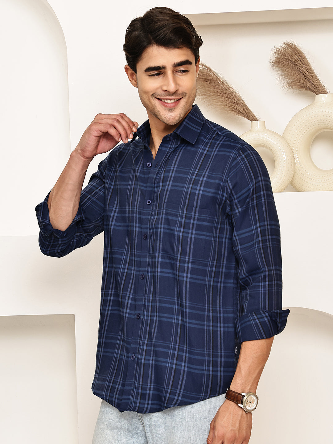 Classic Checks Casual Shirt for Men ( RDSH 021Blue )