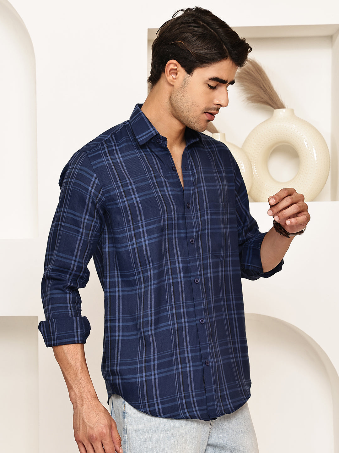 Classic Checks Casual Shirt for Men ( RDSH 021Blue )