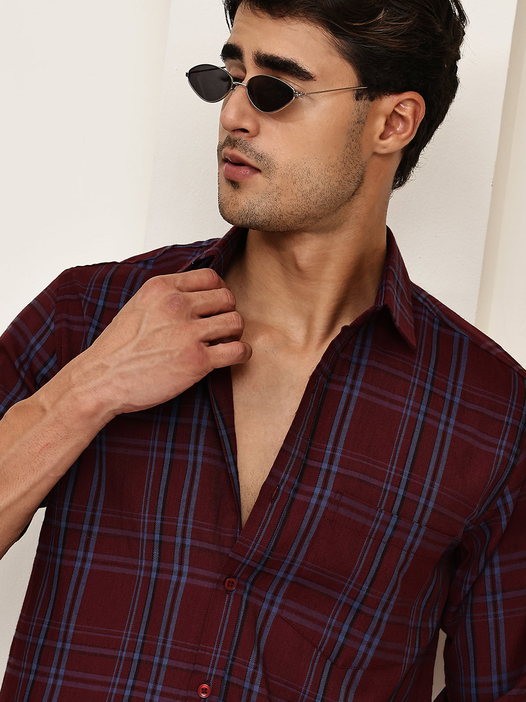 Classic Checks Casual Shirt for Men ( RDSH 021Maroon )