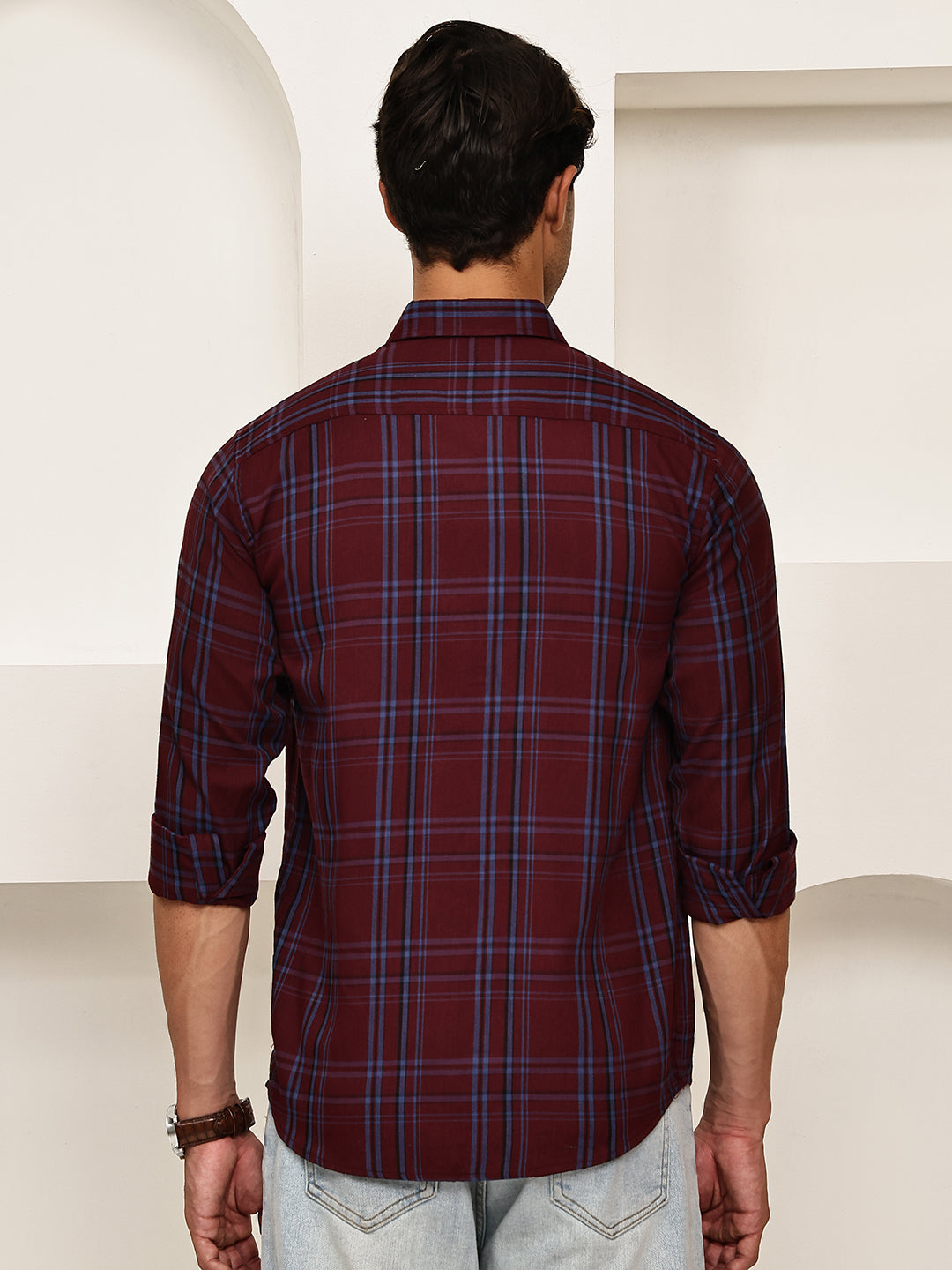 Classic Checks Casual Shirt for Men ( RDSH 021Maroon )