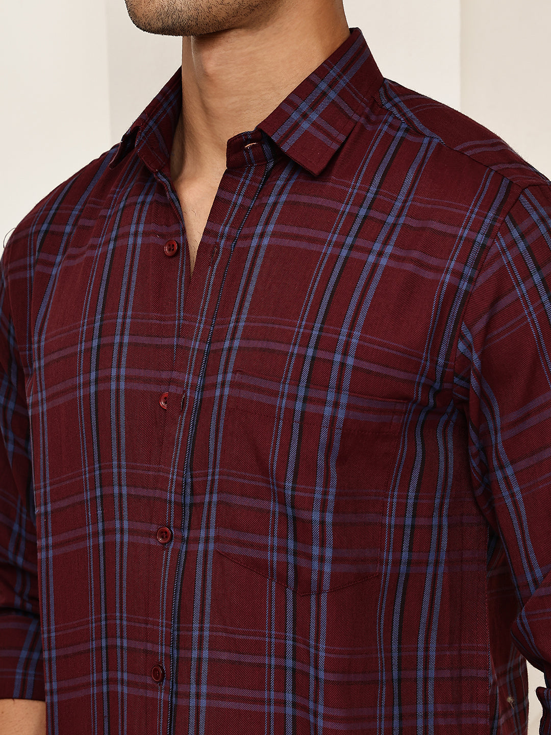 Classic Checks Casual Shirt for Men ( RDSH 021Maroon )