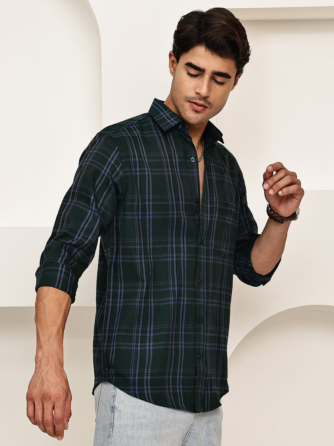 Classic Checks Casual Shirt for Men ( RDSH 021Olive )