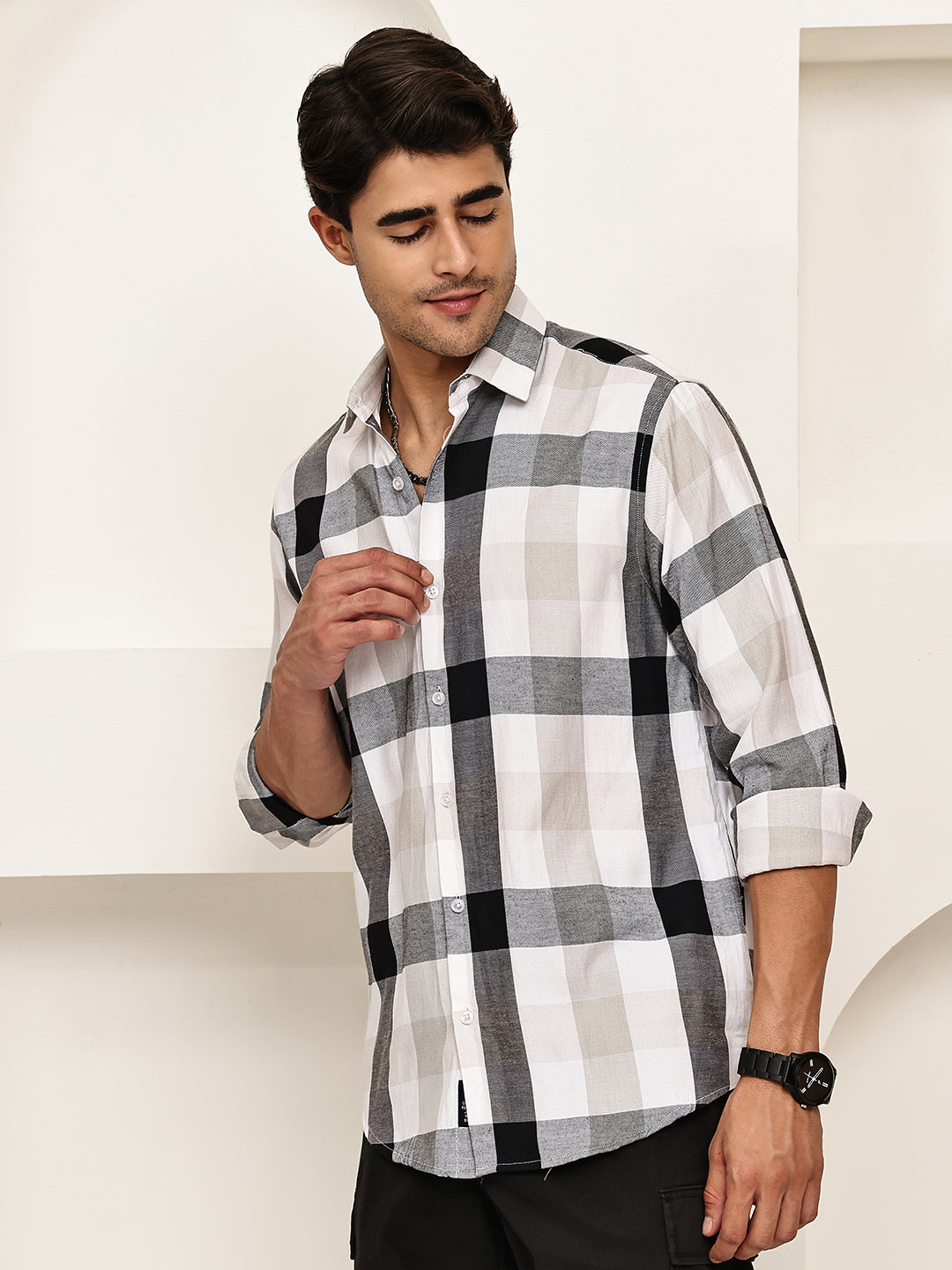 Checked Casual Shirts for Men ( RDSH 022Black )