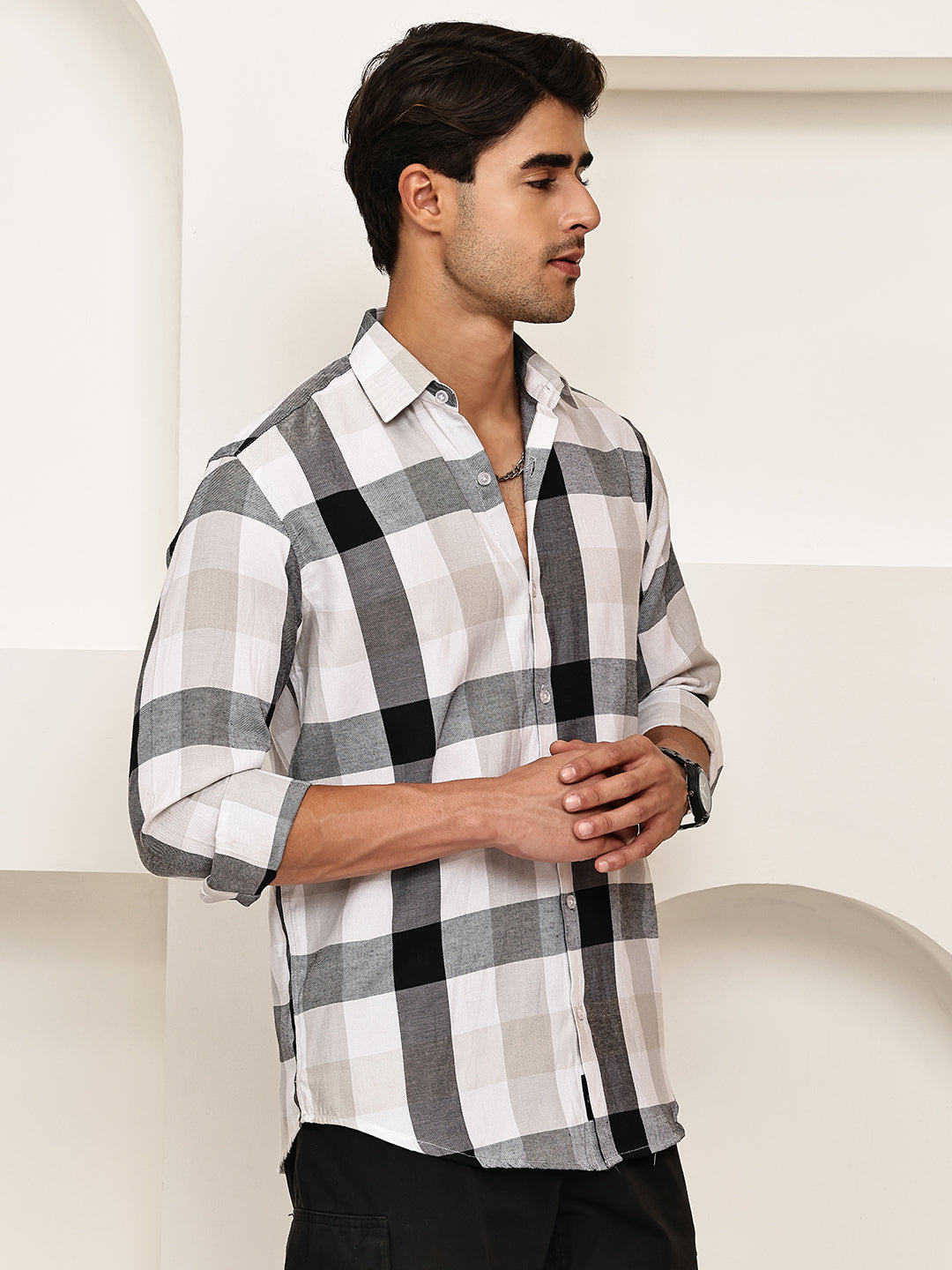 Checked Casual Shirts for Men ( RDSH 022Black )