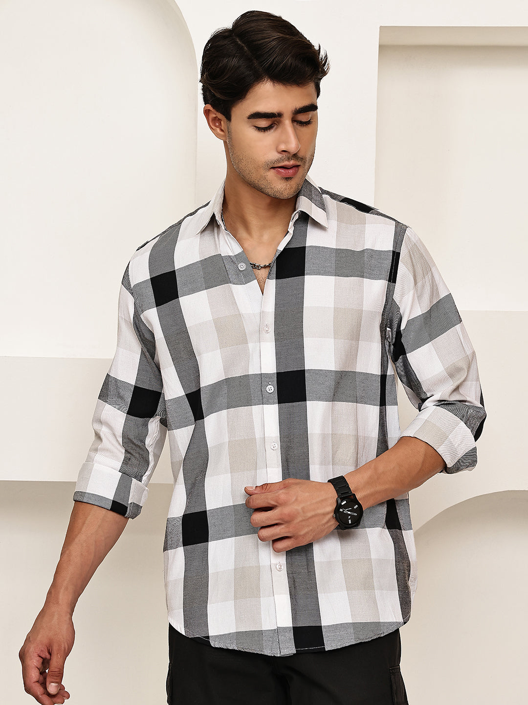 Checked Casual Shirts for Men ( RDSH 022Black )