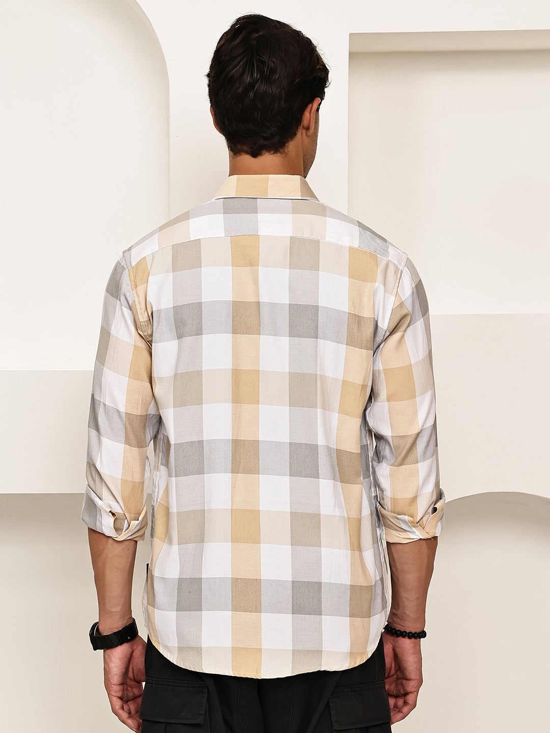 Checked Casual Shirts for Men ( RDSH 022Cream )