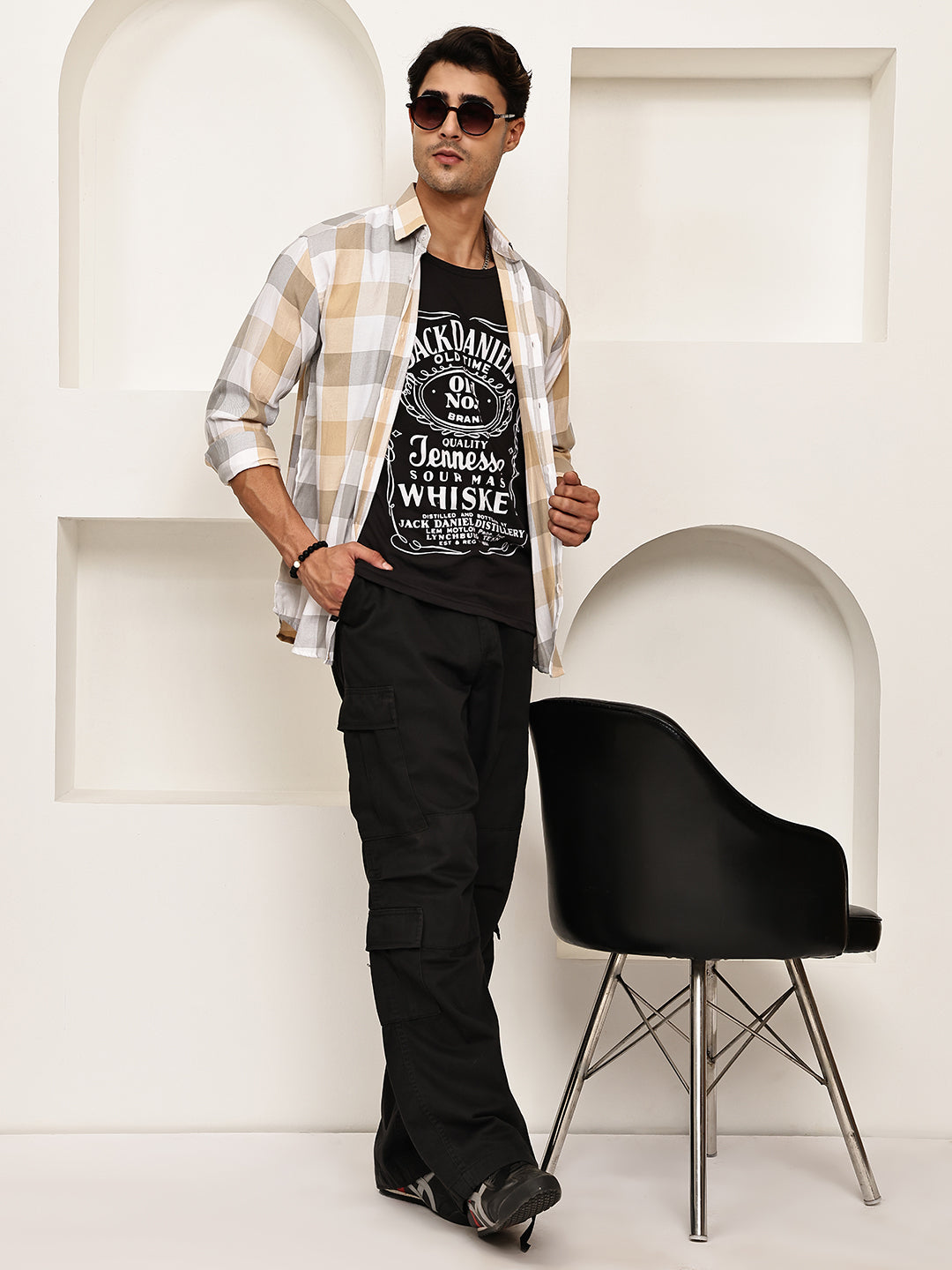 Checked Casual Shirts for Men ( RDSH 022Cream )