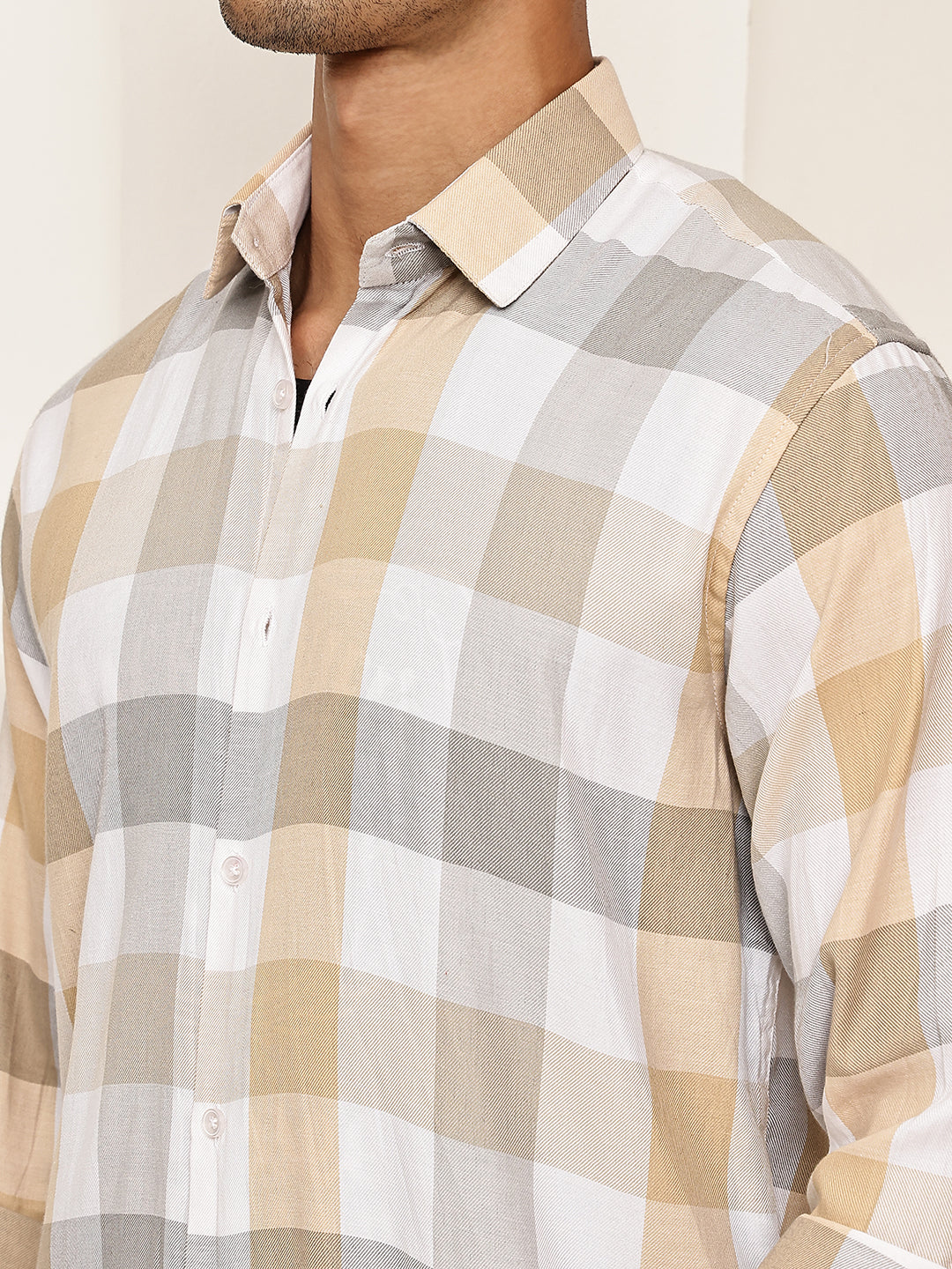 Checked Casual Shirts for Men ( RDSH 022Cream )