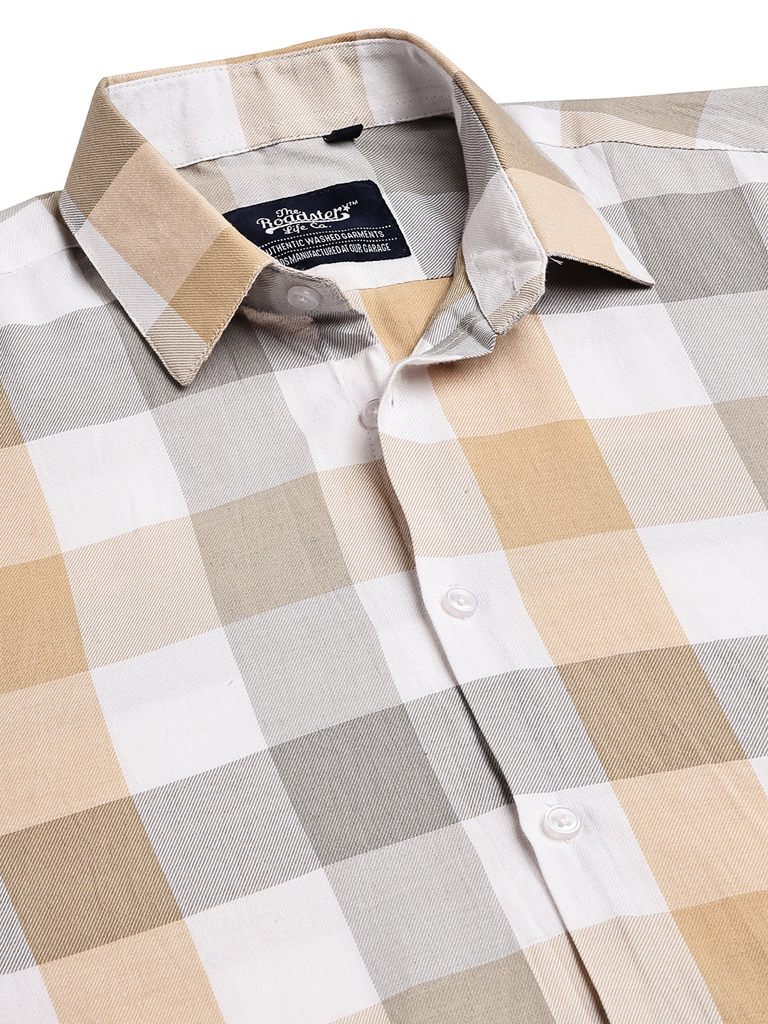 Checked Casual Shirts for Men ( RDSH 022Cream )