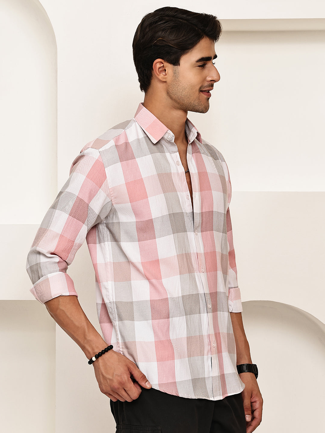 Checked Casual Shirts for Men ( RDSH 022Pink )