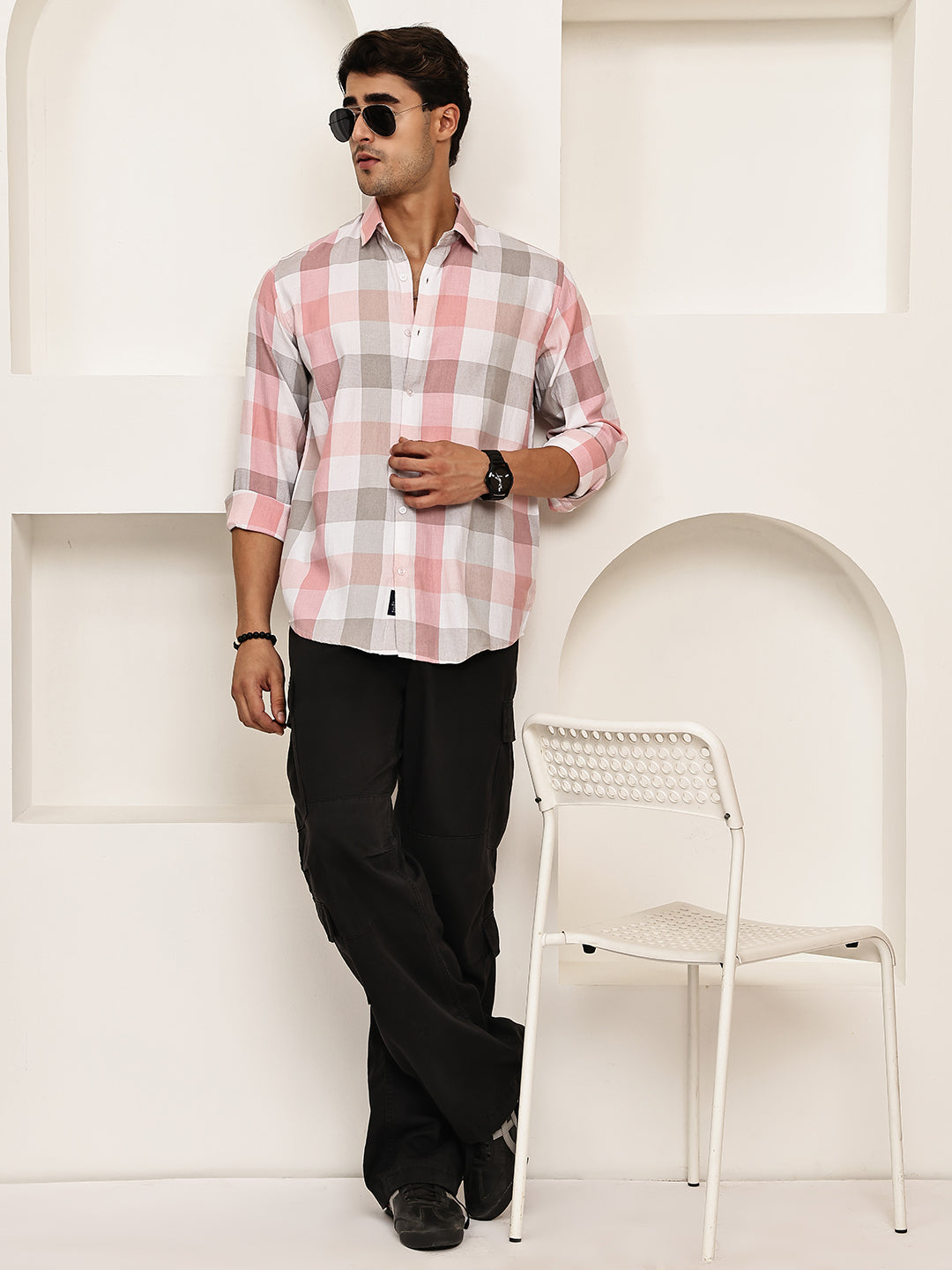 Checked Casual Shirts for Men ( RDSH 022Pink )