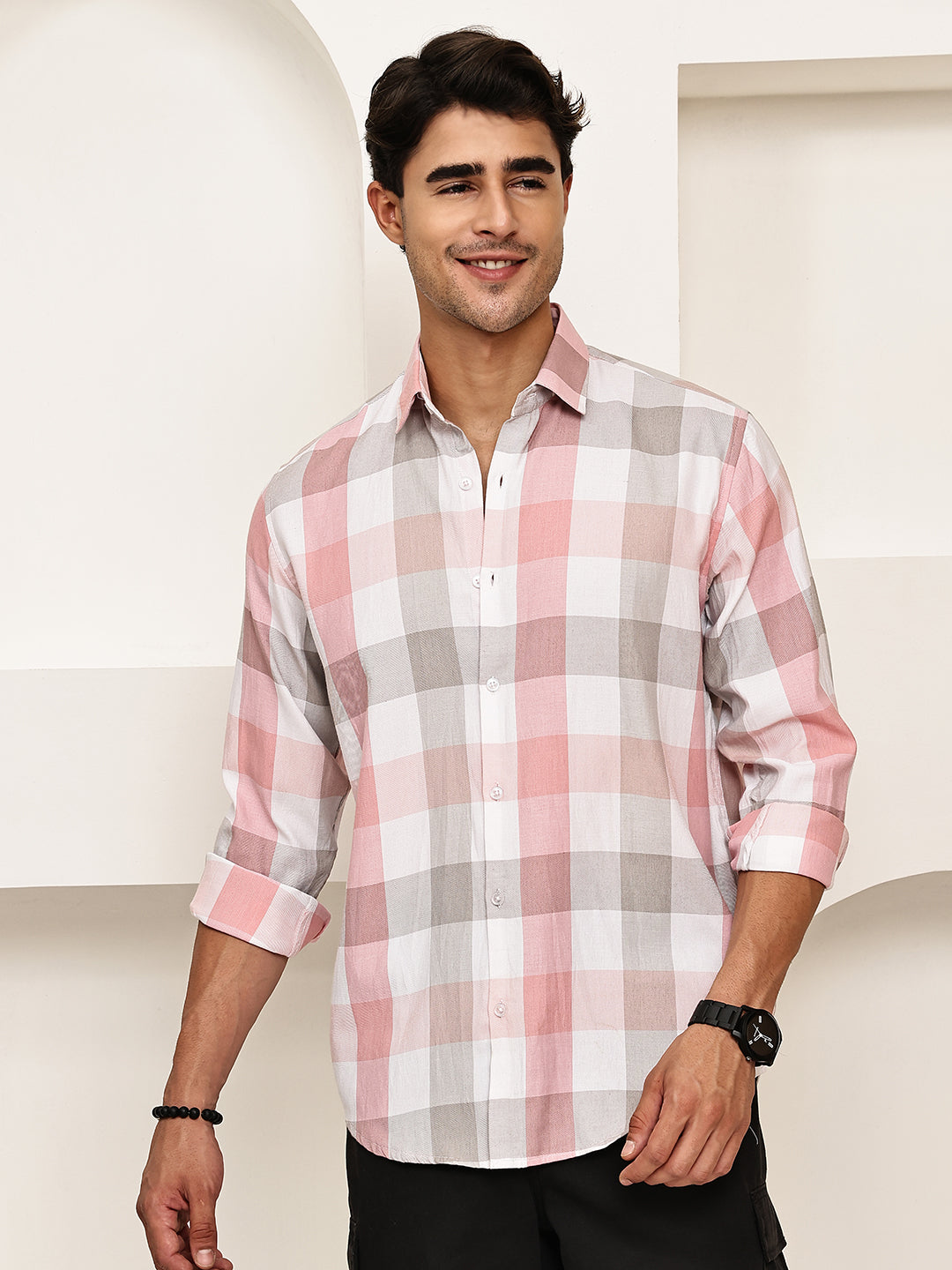 Checked Casual Shirts for Men ( RDSH 022Pink )