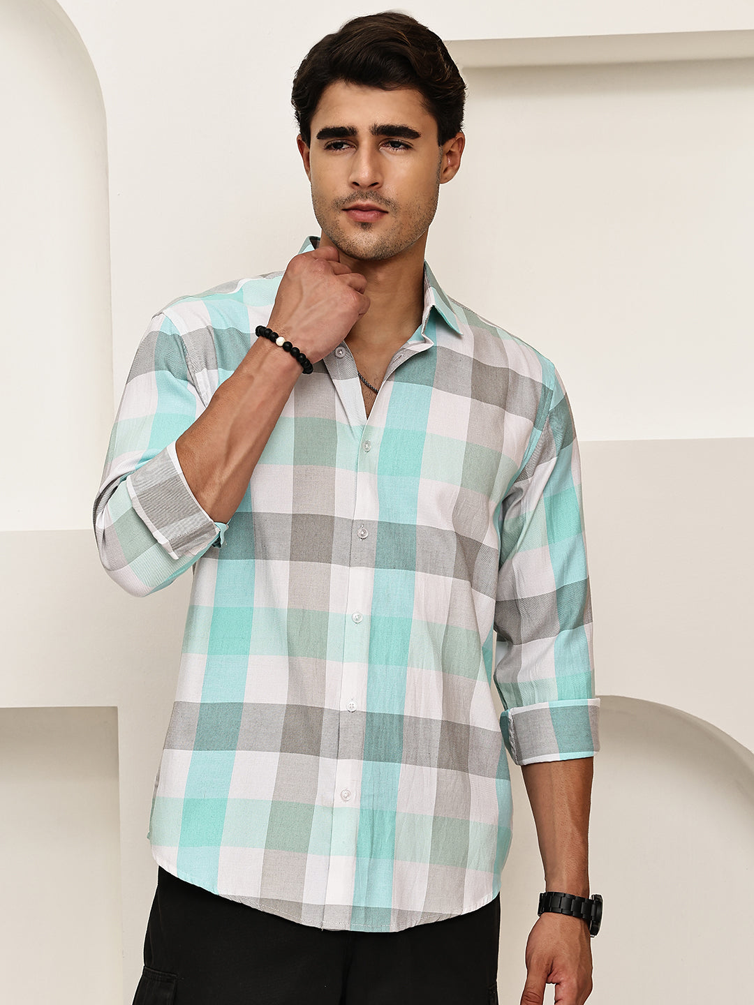Checked Casual Shirts for Men ( RDSH 022Sky )
