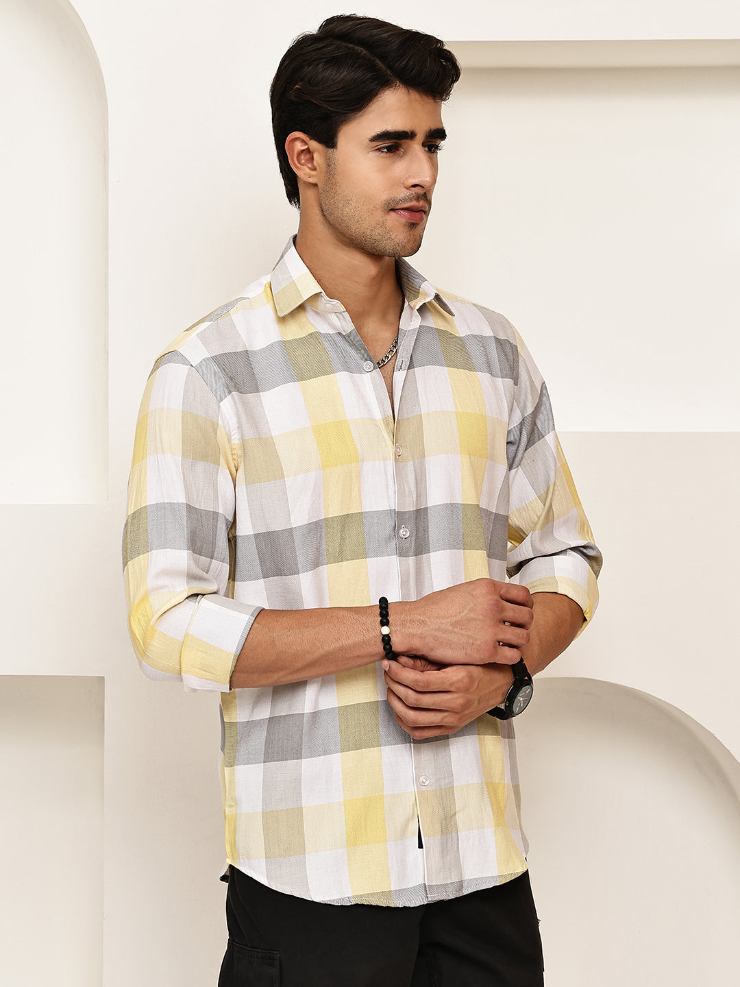 Checked Casual Shirts for Men ( RDSH 022Yellow )