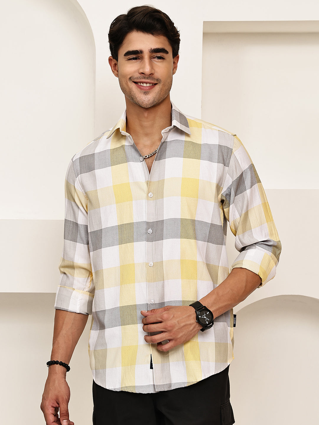 Checked Casual Shirts for Men ( RDSH 022Yellow )