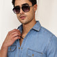 Faded Cotton Denim Casual Shirt ( RDSH 023Light-Blue )