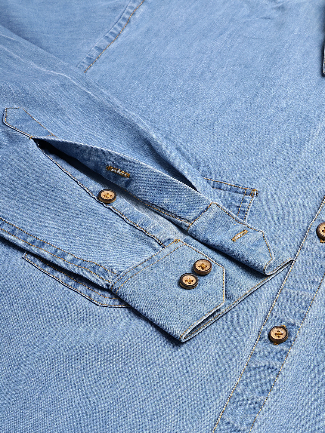 Faded Cotton Denim Casual Shirt ( RDSH 023Light-Blue )