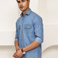 Faded Cotton Denim Casual Shirt ( RDSH 023Light-Blue )