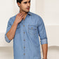 Faded Cotton Denim Casual Shirt ( RDSH 023Light-Blue )