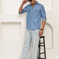 Faded Cotton Denim Casual Shirt ( RDSH 023Light-Blue )
