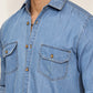 Faded Cotton Denim Casual Shirt ( RDSH 023Light-Blue )