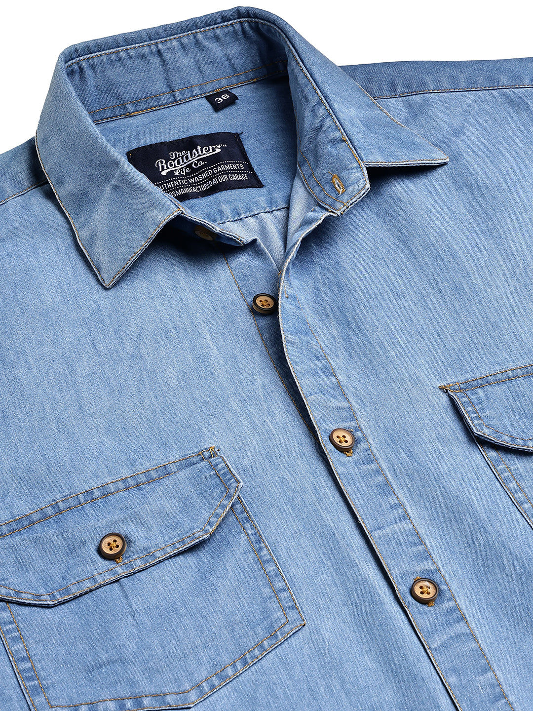 Faded Cotton Denim Casual Shirt ( RDSH 023Light-Blue )