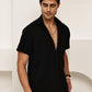 Cotton Blend Short Sleeve Casual Shirt for Men ( RDSH 024Black )