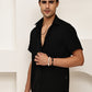 Cotton Blend Short Sleeve Casual Shirt for Men ( RDSH 024Black )