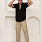 Cotton Blend Short Sleeve Casual Shirt for Men ( RDSH 024Black )