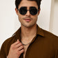 Cotton Blend Short Sleeve Casual Shirt for Men ( RDSH 024Coffee )