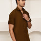 Cotton Blend Short Sleeve Casual Shirt for Men ( RDSH 024Coffee )