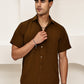 Cotton Blend Short Sleeve Casual Shirt for Men ( RDSH 024Coffee )