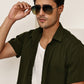 Cotton Blend Short Sleeve Casual Shirt for Men ( RDSH 024Mehndi )
