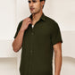 Cotton Blend Short Sleeve Casual Shirt for Men ( RDSH 024Mehndi )