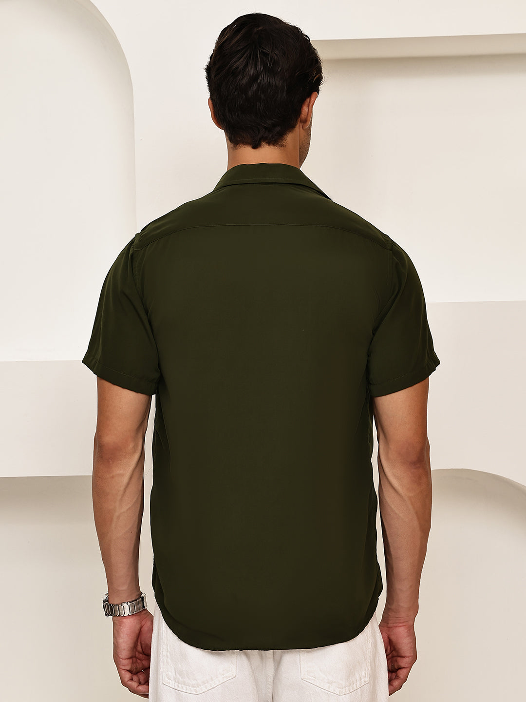 Cotton Blend Short Sleeve Casual Shirt for Men ( RDSH 024Mehndi )
