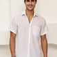 Cotton Blend Short Sleeve Casual Shirt for Men ( RDSH 024White )