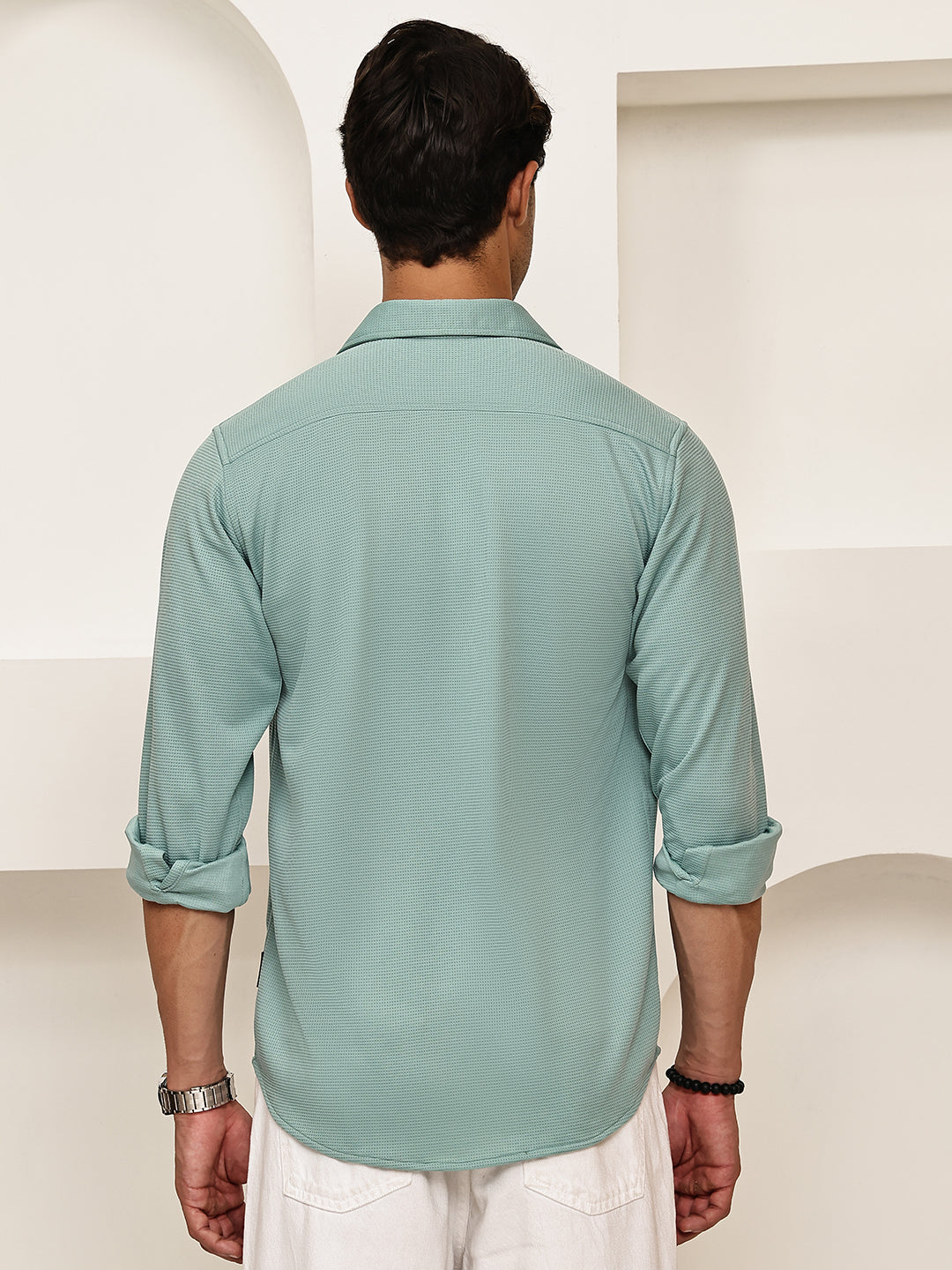 Woven Design Casual Shirt For Men ( RDSH 025Aqua )