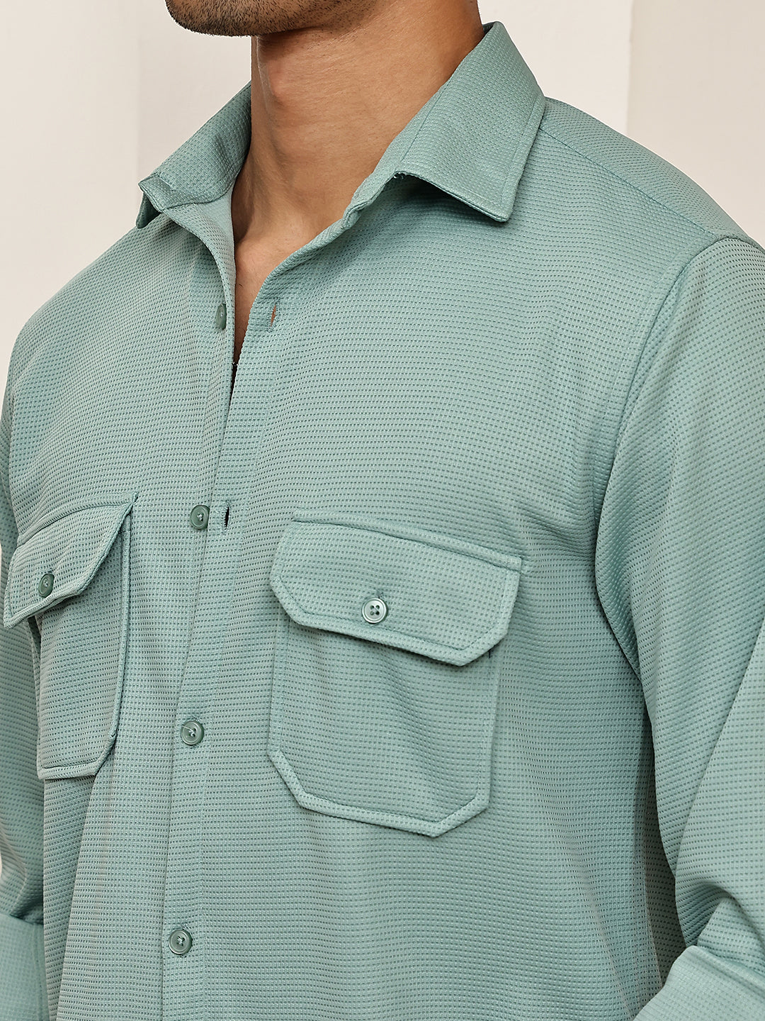 Woven Design Casual Shirt For Men ( RDSH 025Aqua )