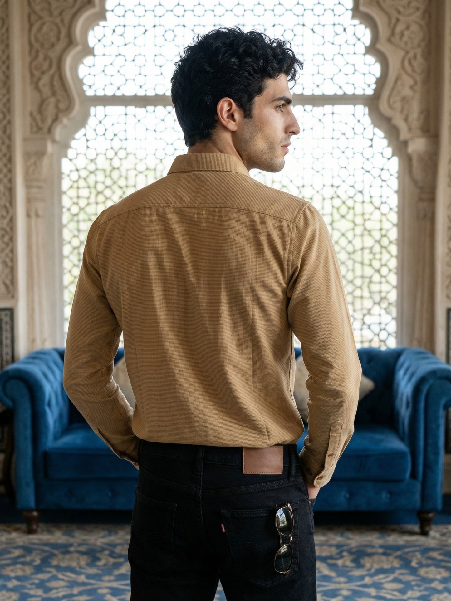 Woven Design Casual Shirt For Men ( RDSH 025Beige )