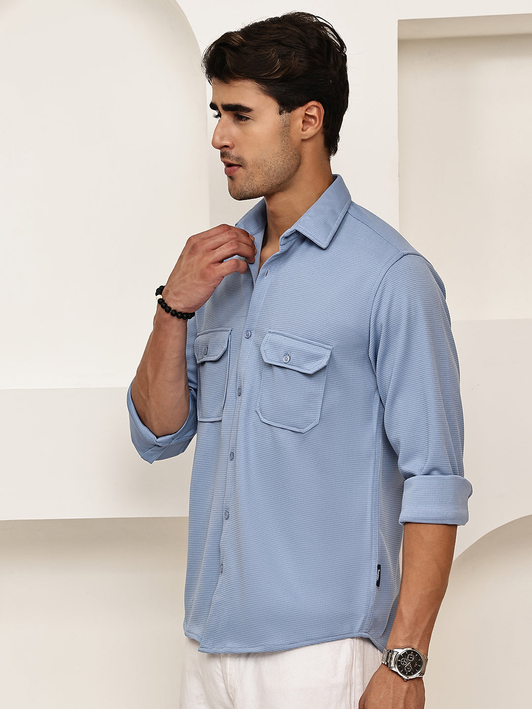 Woven Design Casual Shirt For Men ( RDSH 025Blue )