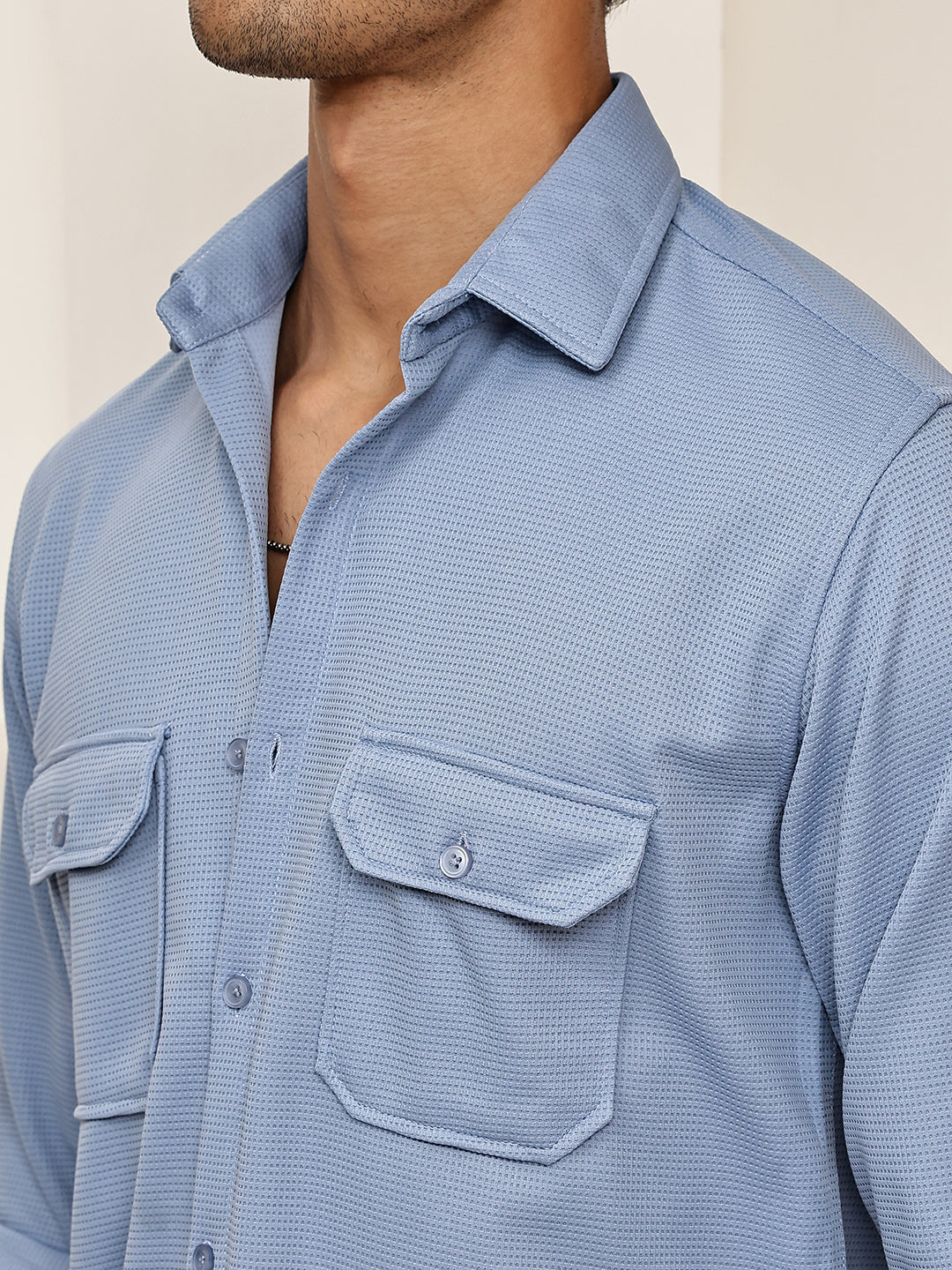 Woven Design Casual Shirt For Men ( RDSH 025Blue )